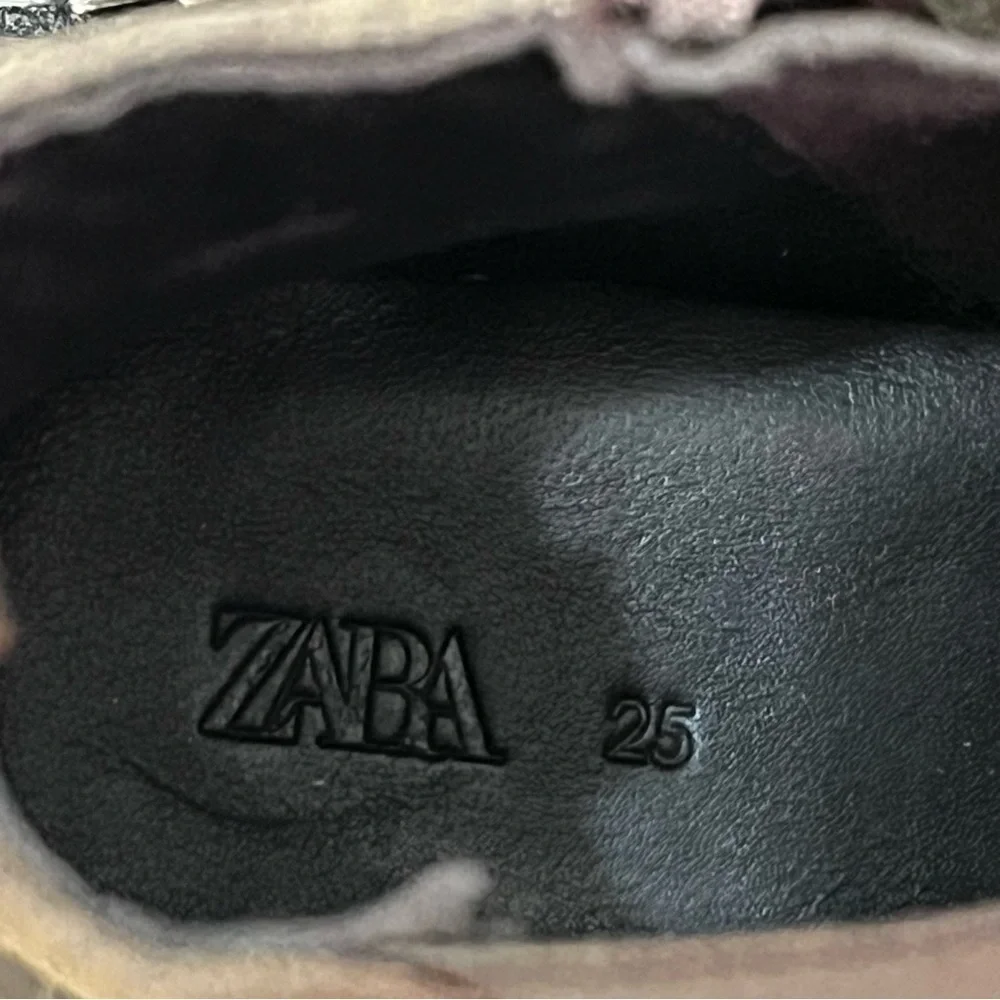 Zara Brown Suede Chunky Side Zipper Unisex Boots NWOT